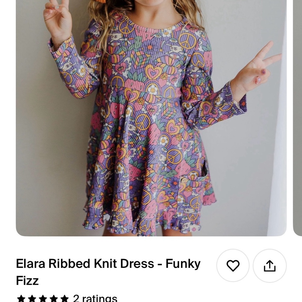 Kids Ribbed Knit Dress - Multicolor- Retro New age Hippie (WITH POCKETS!)